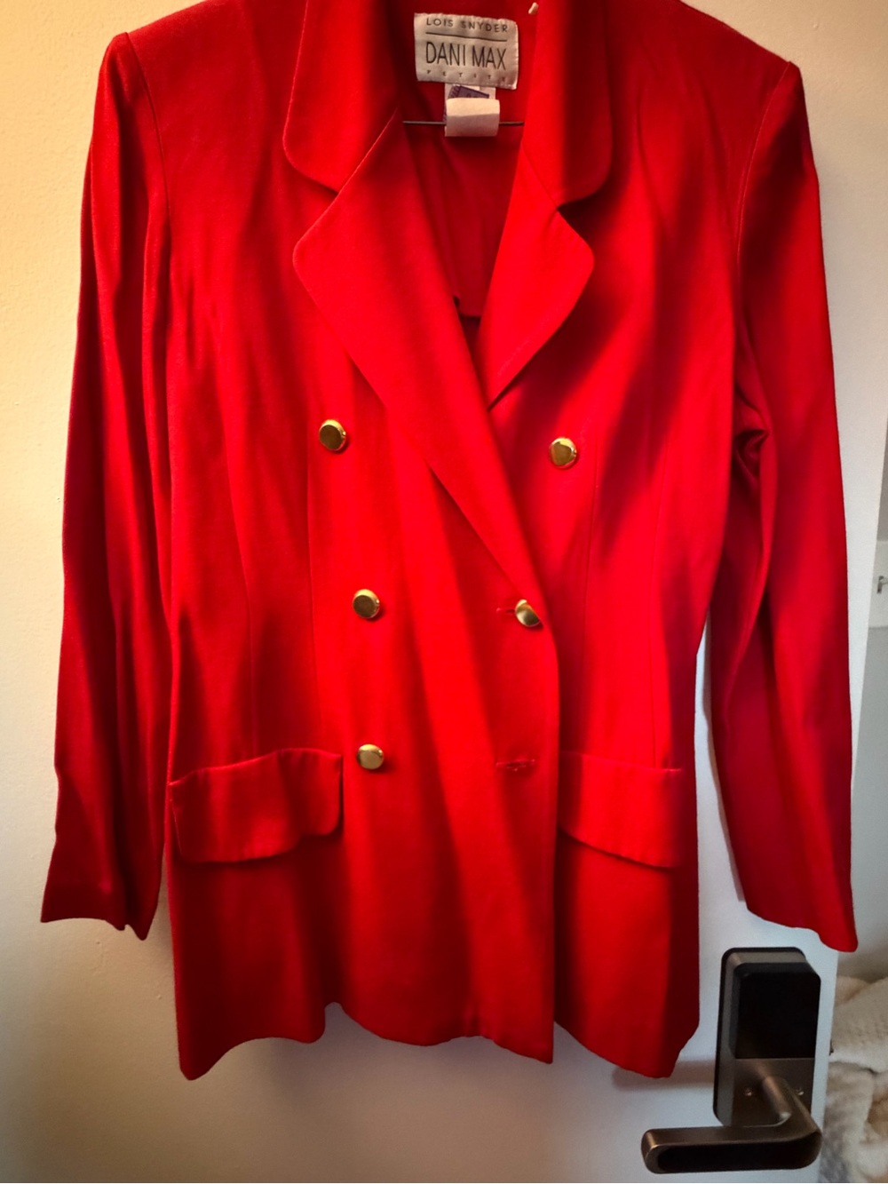 Dani Max Women’s Red Double-Breasted Blazer with Gold Buttons